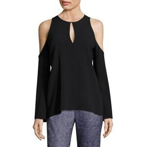 Theory Sarver Rosina Crepe Cold Shoulder Top Black Size Medium